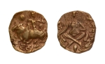 Stamp of Coins » Post-Gupta Post Gupta, Gauda, Sasanka Deva. C. 600-635, Siva on bull, AV dinar, 9.34 g.