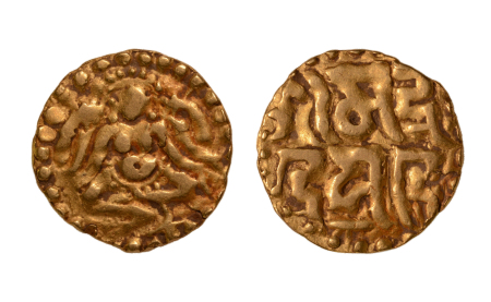 Stamp of Coins » Hindu coins of medieval India Kalachuris of Tripuri, Gangeya Deva, 1015-1040, Lakshmi, AV dinar, 4.10 g.