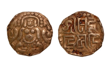 Stamp of Coins » Hindu coins of medieval India Kalachuris of Tripuri, Gangeya Deva, 1015-1040, Lakshmi, AV quarter dinar, 3.84 g.