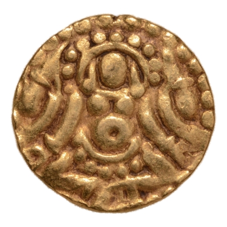 Chandellas of Jejakabhukti, Kirtti Deva Varnam, 1060-1100, Lakshmi, AV half dinar, 1.99 g.