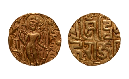 Stamp of Coins » Hindu coins of medieval India Chahamanas of Sakambhari, Vigraharaja IV, c. 1150-1164, Rama, AV dinar, 4.08 g.
