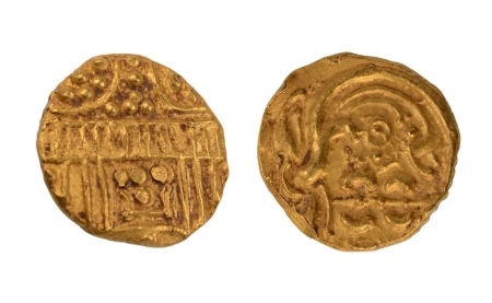 Stamp of Coins » Hindu coins of medieval India Chalukyas of Kalyana, anonymous, temple, AV gadyana, 3.99 g.