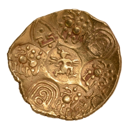 Kadambas of Hangal. temp. Shantivarma. C. 1075-1094, punchmark, AV pagoda, 3.50 g.