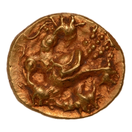 Vijayanagara Empire, Tuluva Dynasty, Achyutaraya (15th Century), Gandaberunda, AV half Varaha, 1.70 g.
