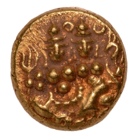 Mysore state, Krishna Raja Wodeyar, 1799-1868, Siva and Parvati, AV pagoda, 3.43 g.