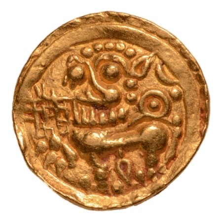 Kadambas of Goa dynasty, Sivachitta, 1147-1181, lion, AV pagoda, 4.34 g.