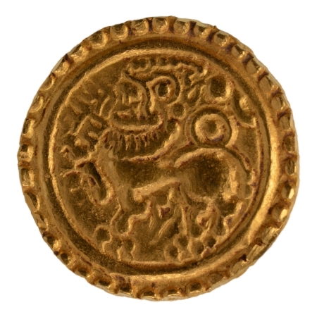 Kadambas of Goa dynasty, Jayakesin I, 1150-1180, lion, AV pagoda, 4.39 g.