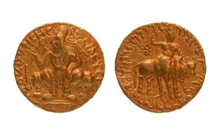 Stamp of Coins » Kushan Kushanas, Vima Kadphises, c. 113-127 AD, AV double dinar, 15.92 g.