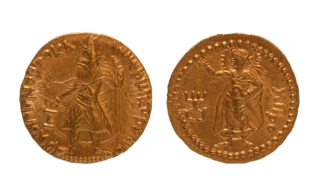 Stamp of Coins » Kushan Kushanas, Kanishka I, c. 127-152, Miiro, AV dinar, 7.90 g.