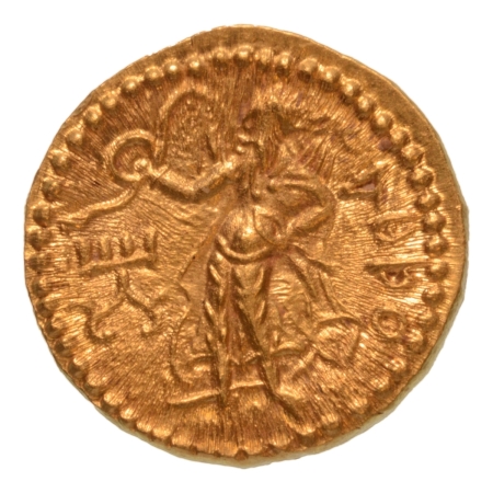 Kushanas, Kanishka I, c. 127-152, Athsho, AV quarter dinar, 2.00 g.