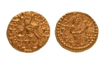 Stamp of Coins » Kushan Kushanas, Kanishka I, c. 127-152, Ardoksho, AV quarter dinar, 2.00 g.
