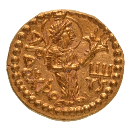 Kushanas, Kanishka I, c. 127-152, Ardoksho, AV quarter dinar, 2.00 g.