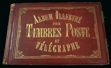 Stamp of Large Lots and Collections 1874 Album Illustré pour Timbres-Poste & Télégraphe. A decorative J.B. Moens album of Bruxelles 1874. With all stamps removed. A very fine and tight album with gilt edges and full red leather. Completely intact and a won
