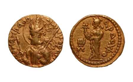 Stamp of Coins » Kushan Kushanas, Huvishka, c. 151-192, Ardoksho, AV dinar, 7.85 g.