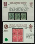 Stamp of India » 1855-1946 De La Rue and later Crown Colony Issues 1898, 1/4 surcharge on 1/2a blue-green, two different essays of the surcharge