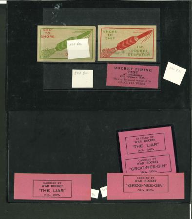Stamp of India India : 1934-1936, rocket post 1934-1936 collection of 37 labels