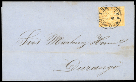 Stamp of Mexico Mexico 1865 Eagle issue 2R orange on cover, also small unused / used duplication of diff. periods