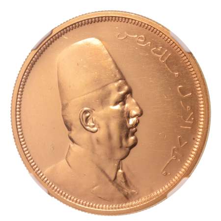 Egypt King Fuad I 1922 500 pi. proof, Au 42.5 g.