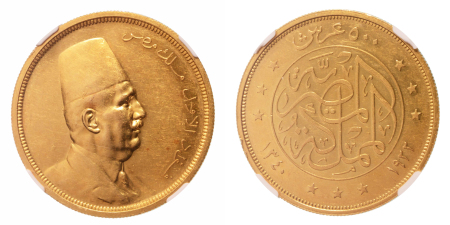 Stamp of Coins » Africa » Egypt Egypt King Fuad I 500 pi. AH 1340/1922, Au 42.5 g.