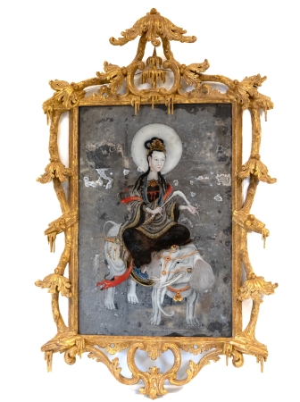 Stamp of Feldman International Auctions » Mobilier, Objets d'Art & Design / Furniture, Objets d'Art & Design Rare paire de miroirs dans un cadre en bois doré. Chine, Angleterre. XVIIIème siècle