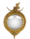 Stamp of Feldman International Auctions » Mobilier, Objets d'Art & Design / Furniture, Objets d'Art & Design Beau miroir circulaire en bois doré. Style Regency. Vers 1820