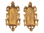 Stamp of Feldman International Auctions » Mobilier, Objets d'Art & Design / Furniture, Objets d'Art & Design Paire de consoles d’applique en bois doré. Italie. XIXème siècle