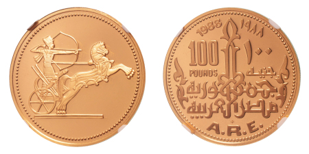 Stamp of Coins » Africa » Egypt Egypt 1988 100 pounds Golden Warrior, Au 17.15 g.
