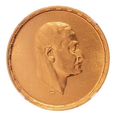 Egypt AH 1390/1970 5 pounds President Nasser, Au 26 g.