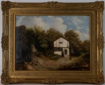 Stamp of Feldman International Auctions » Tableaux du XIXs / 19th Century Paintings Ecole anglaise du XIXème siècle. Maison de campagne dans la forêt