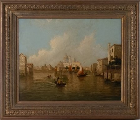 Stamp of Feldman International Auctions » Tableaux du XIXs / 19th Century Paintings Ecole du XIXème siècle. Venise, Santa Maria della Salute sur le Grand Canal