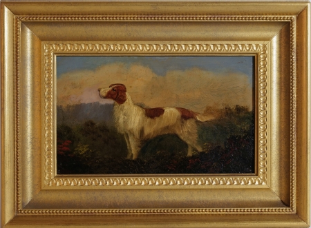 Stamp of Feldman International Auctions » Tableaux du XIXs / 19th Century Paintings Ecole anglaise du XIXème siècle. Chien à l’affût