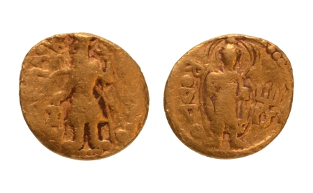 Stamp of Coins » Kushan Kushanas, Kanishka I, c. 127-152, Boddo, AV quarter dinar, 1.78 g.