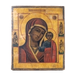 Stamp of Feldman International Auctions » Art Russe / Russian Art Russie. Icône. « Notre Dame de Kazan ». XIXème siècle et Russie. Icône. Christ Pantocrator. XIXème siècle
