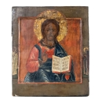 Stamp of Feldman International Auctions » Art Russe / Russian Art Russie. Icône. Christ Pantocrator. XIXème siècle