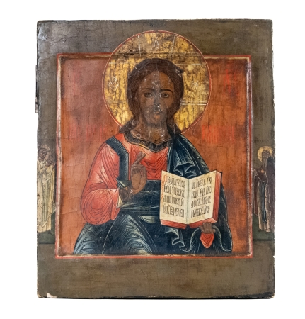 Stamp of Feldman International Auctions » Art Russe / Russian Art Russie. Icône. Christ Pantocrator. XIXème siècle