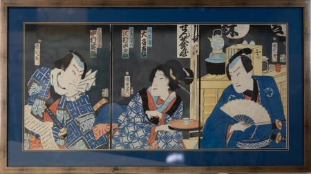 Stamp of Feldman International Auctions » Art d'Orient & d'Extrême-Orient / Asian & Oriental Art Toyohara Kunichika (1835-1900), signant Kunichika ga. Triptyque