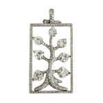 Stamp of Feldman International Auctions » Bijoux - Haute Joaillerie / Jewellery Pendentif arbre en platine 950 rectangulaire , diamants