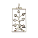 Stamp of Feldman International Auctions » Bijoux - Haute Joaillerie / Jewellery Pendentif arbre en platine 950 rectangulaire , diamants