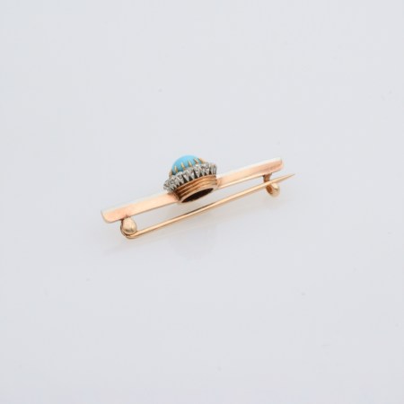 Broche barrette, turquoise et diamants