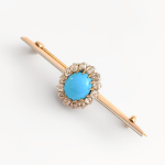 Stamp of Feldman International Auctions » Bijoux - Haute Joaillerie / Jewellery Broche barrette, turquoise et diamants