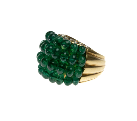 Stamp of Feldman International Auctions » Bijoux - Haute Joaillerie / Jewellery BAGUE GODRONS EN OR JAUNE 750ornée de de quatre lignes