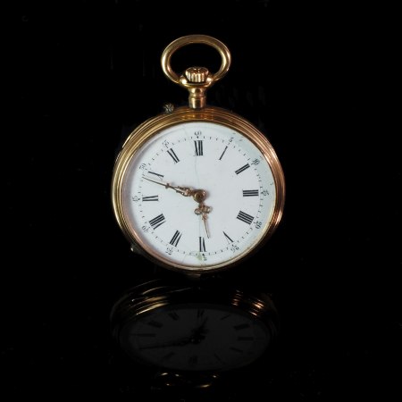 Stamp of Feldman International Auctions » Montres / Watches MONTRE DE POCHE. Vers 1890. Boîtier en or rose 750,