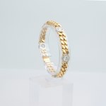 Stamp of Feldman International Auctions » Bijoux - Haute Joaillerie / Jewellery BRACELET MAILLE GOURMETTE EN OR JAUNE 750 AVEC 5 DIAMANTS