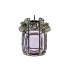 Stamp of Feldman International Auctions » Bijoux - Haute Joaillerie / Jewellery BROCHE PLATINE sertie d'une large améthyste et de diamants baguette