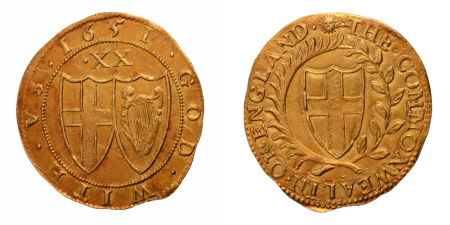 Stamp of Coins » Europe » Great Britain » England Great Britain, Commonwealth Gold Unite (20/-), 1651, Au 9.04 g.