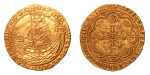 Stamp of Coins » Europe » Great Britain » England Edward III, Gold Noble, 1363-1369, London mint. Obverse: Crowned king with sword and shield standing facing in ship. Reverse: Floriate cross with Є in central quadrilobe. 7.64 g. (33 mm).
