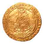 Stamp of Coins » Europe » Great Britain » England Edward III, Gold Noble, 1363-1369, London mint. Obverse: Crowned king with sword and shield standing facing in ship. Reverse: Floriate cross with Є in central quadrilobe. 7.64 g. (33 mm).