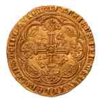 Stamp of Coins » Europe » Great Britain » England Edward III, Gold Noble, 1363-1369, London mint. Obverse: Crowned king with sword and shield standing facing in ship. Reverse: Floriate cross with Є in central quadrilobe. 7.64 g. (33 mm).
