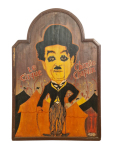 Stamp of Feldman International Auctions » Mobilier, Objets d'Art & Design / Furniture, Objets d'Art & Design Panneau publicitaire français en bois pour le film Le Cirque de Charlie Chaplin (United Artists)