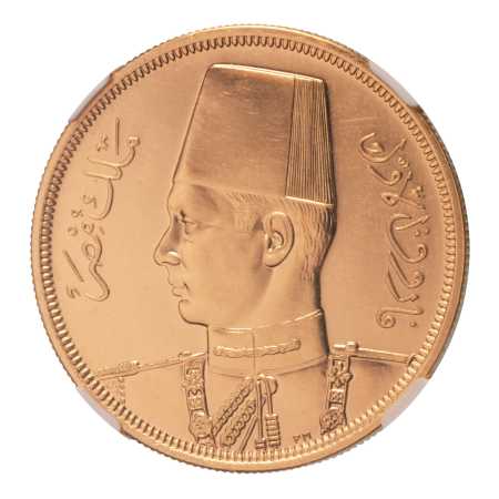 Egypt King Farouk I 500 pi. AH 1357/1938, Royal Wedding, Au 42.5 g.